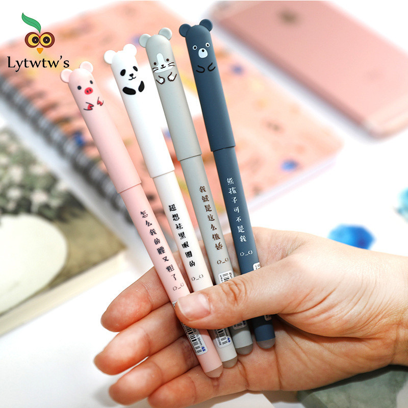 

4 Pieces Cartoon Cute Kawaii Animals Bear Erasable Pen Creative School Office Gel Pens Suppliies Gift Stationery