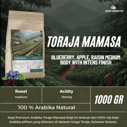 

ROASTED BEANS ARABIKA NATURAL TORAJA MAMASA 1000 GR | 1 KG | BIJI KOPI SANGRAI | Coffee - GILING HALUS
