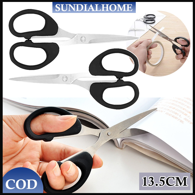 

2PCS Paper Scissors Gunting Kertas Stainless/Gunting Medium Hitam Ukuran13.5CM/ Serbaguna Gunting Kertas