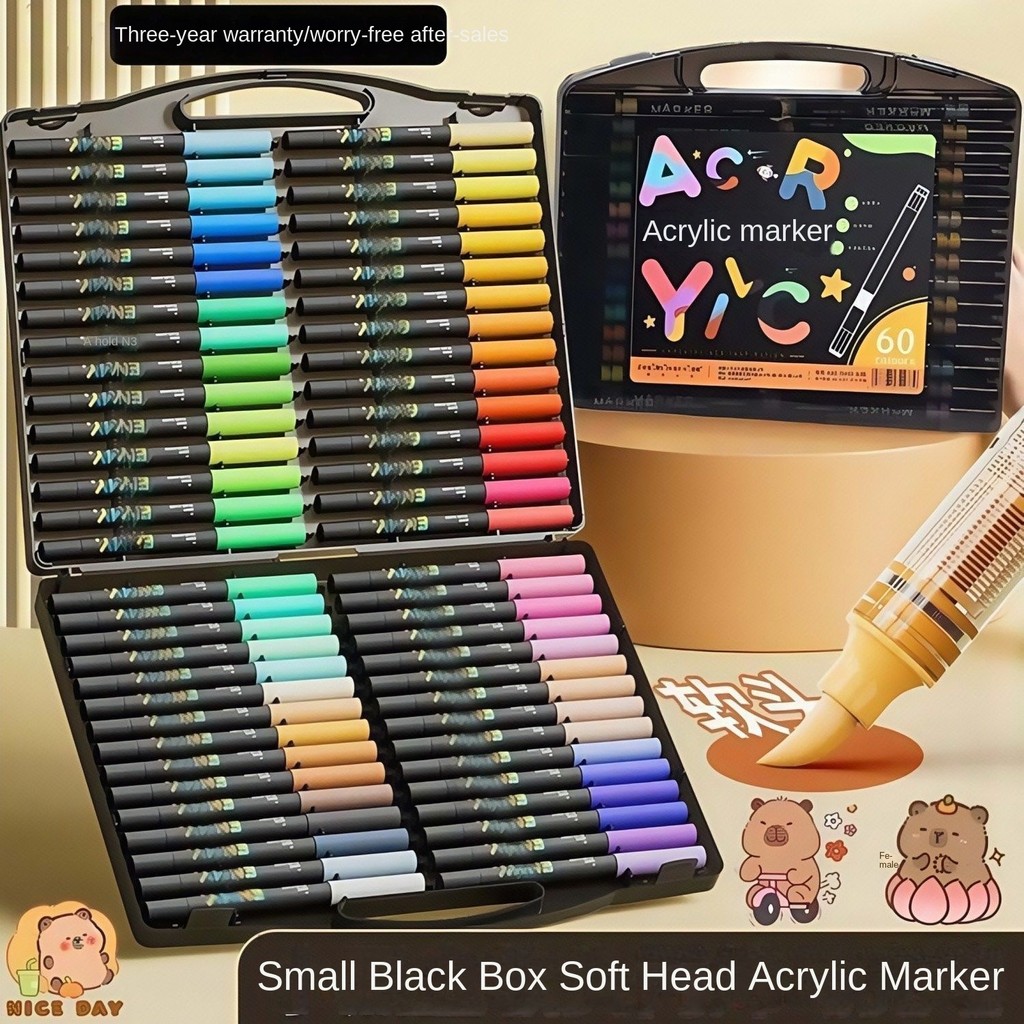 

24/48/60/80 Colors Acrylic Marker Pen Set Waterproof And Non Transparent Paper Stackable Pens For Children And Students