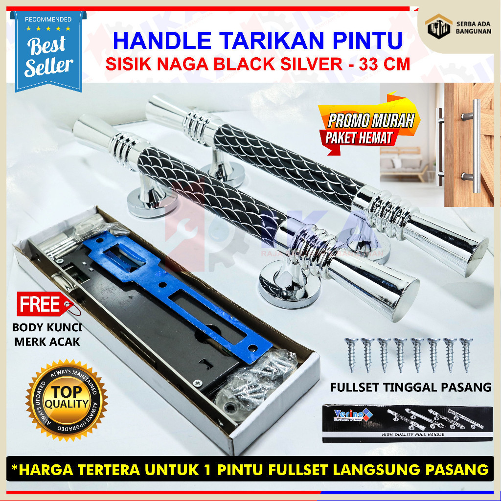 SAB Paket Handle pintu rumah 45cm 42cm dan 33cm body kunci pelor murah minimalis Tarikan pintu