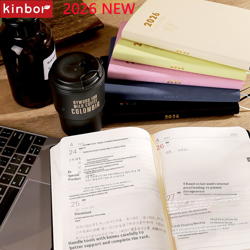 

2026 Newest Kinbor A5 Efficient Agenda Notebook, PU Leather Organize Daily Monthly Planner Journals To-Do Lists&Time Management