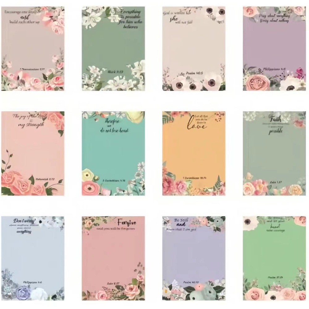 

12Pcs Random Color Vintage Floral Sticky Notes Thickened 30 Sheets Self-Adhesive Sticky Notes Removable Square Memo Pad Student