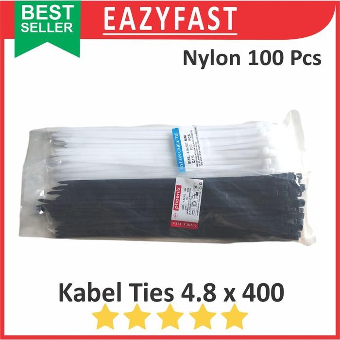 

Cable Ties 4.8x400 Hitam Putih Kabel Tis 4.8 x 400 mm Klip Tali Nylon Tie Lock Pack 400mm 40cm 40 cm