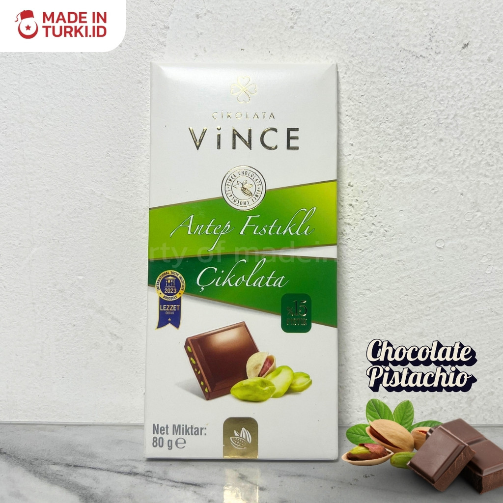 

Cikolata Vince Antep Fistikli Cikolata 80gr – Cokelat Pistachio Turki 100% Original madeinturki.id