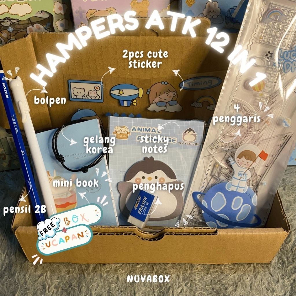 

Nuvabox - COD SET ALAT TULIS 11 IN 1 LENGKAP FREE UCAPAN / GIFT HADIAH HAMPERS KADO SEKOLAH / ALAT TULIS SET KADO ULTAH MURAH