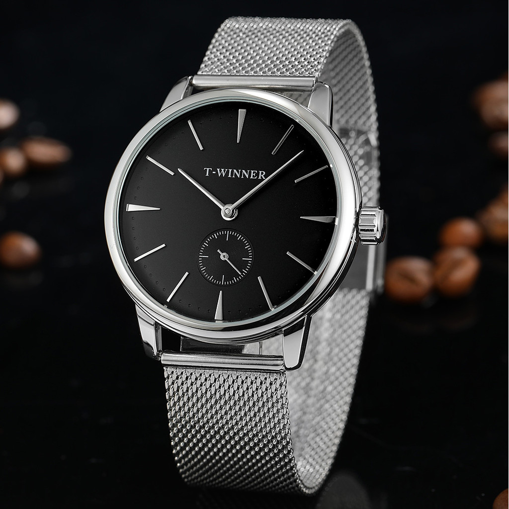 WINNER Official Original Replica Watch Mesh Strap Mechanical Watches for men Waterproof Elegant Fash
