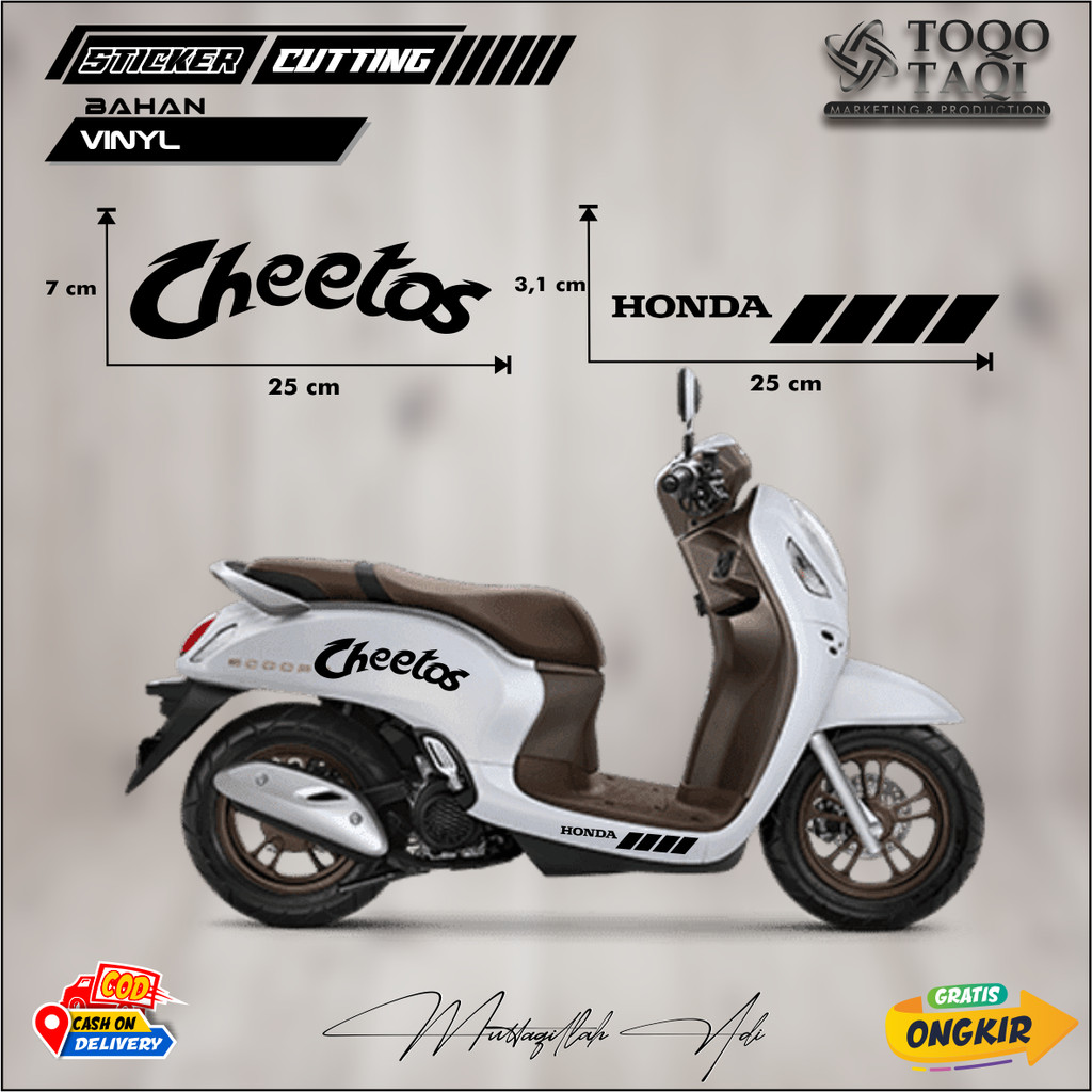 CUTTING STICKER TULISAN CHEETOS STIKER BODY MOTOR MATIC METIK SCOOPY NMAX PCX BEAT VARIO