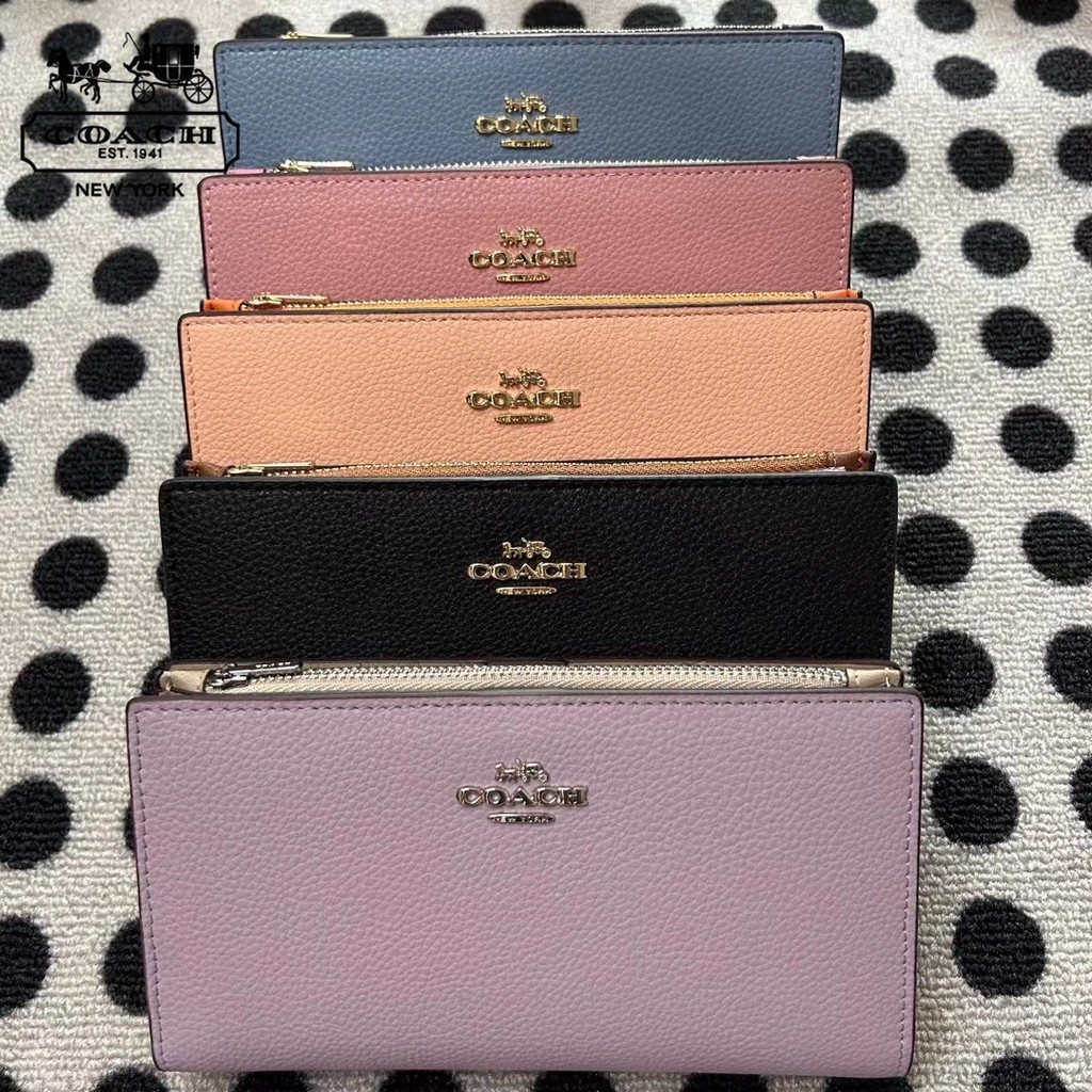 Coach Dompet Panjang Dompet Lipat Long Wallet Women Solid Zipper Wallet Coin Pocket 8329