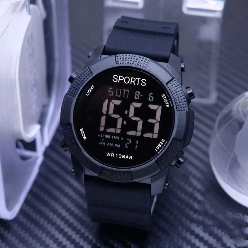 JAM TANGAN PRIA DIGITAL SPORTY- OLAHRAGA TAHAN AIR OUTDOOR  ORIGINAL TALI RUBBER BISA BUAT RENANG  S