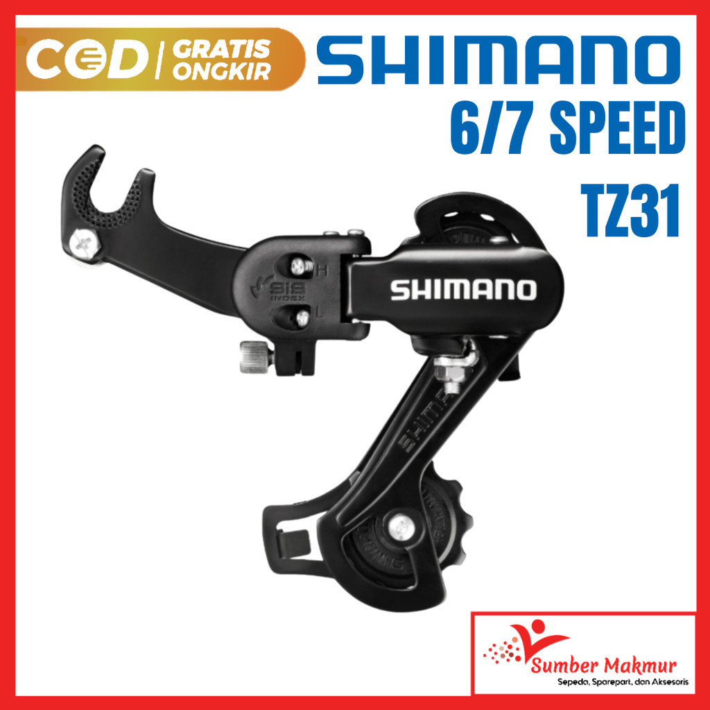 Rear Drailleur RD Operan Gigi Belakang Shimano Tourney TZ31 WH 6 7 Speed Jepit Original Sepeda Gunun