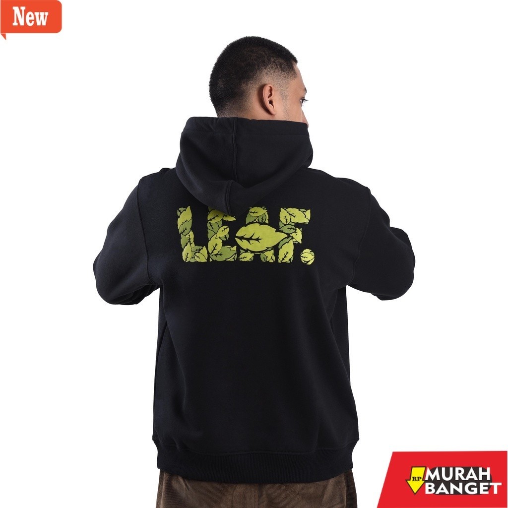 hoodie pria recomended shopee LEAF Leaves of Leaf Black Hoodie