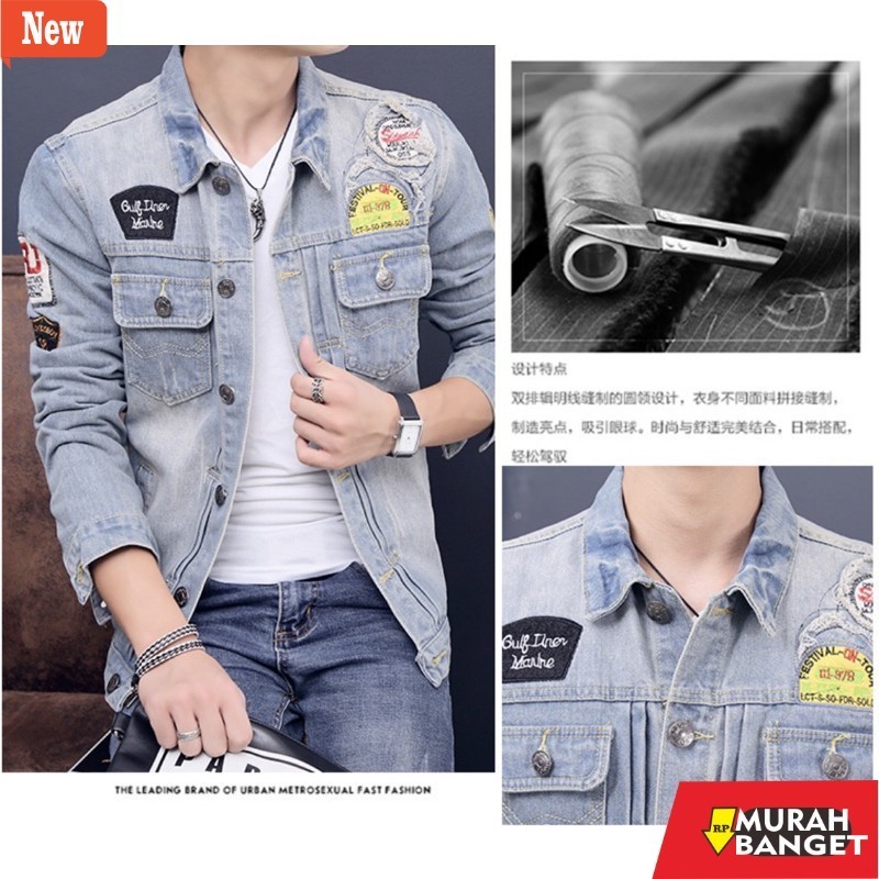jaket kulit pria garut JAKET JEANS PRIA JAKET JEANS EMBLEM TERBARU ATASAN PRIA FASHION PRIA TERBARU 