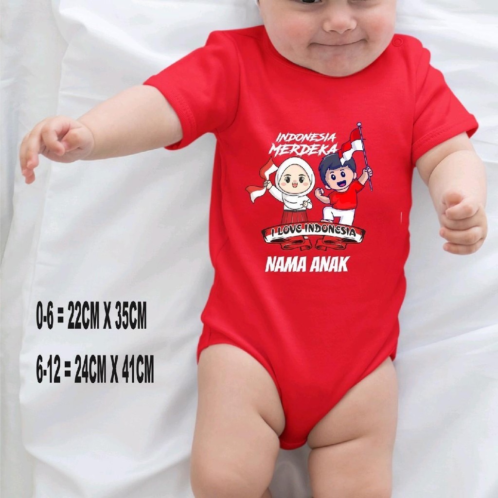 Jumper Baju Bayi Motif Kemerdekaan 17 AGUSTUS Kaos Anak 17 agustus Unisex Cewe Cowo