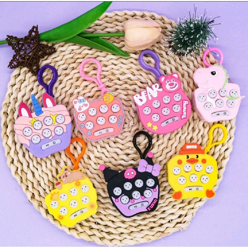 ❤Abri❤Mainan Pot It Electrik Mini Gantungan Game Fidget Bubble Karacter Lucu