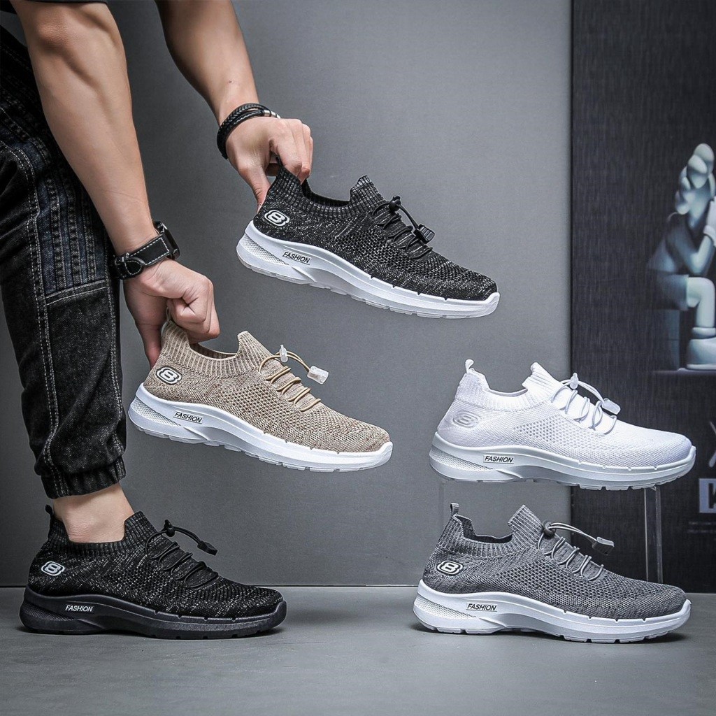 MYH Sepatu Sneakers Slip On Kanvas Rajut Pria Tanpa Tali Casual Shoes 007