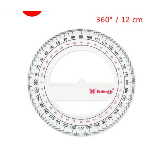 

Penggaris Busur Derajat 360 Derajat 12 cm Lingkaran/Circle Butterfly