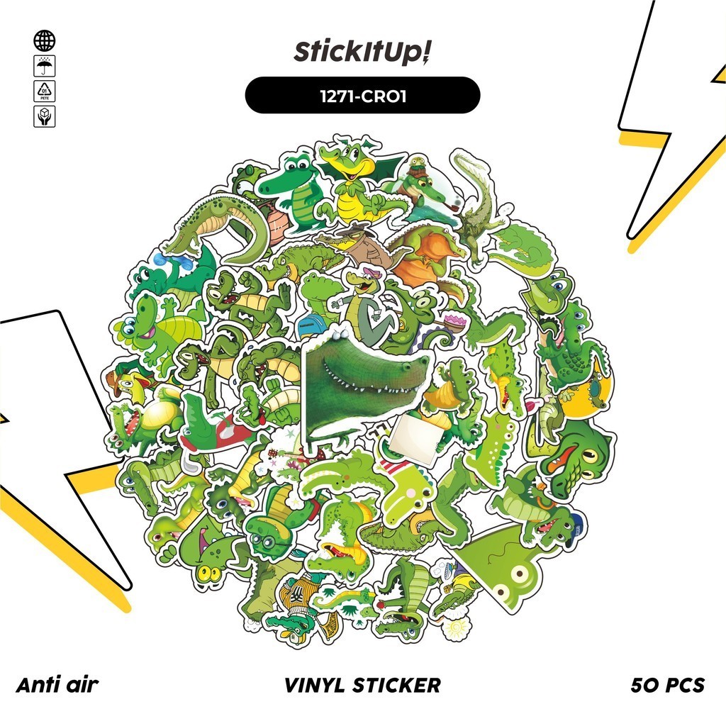 

COD✨ 100 Pcs Stiker Crocodile / Buaya V3 Lucu Aesthetic Vynil Waterproof untuk Freebies Sticker Buku Journal Casing HP Laptop