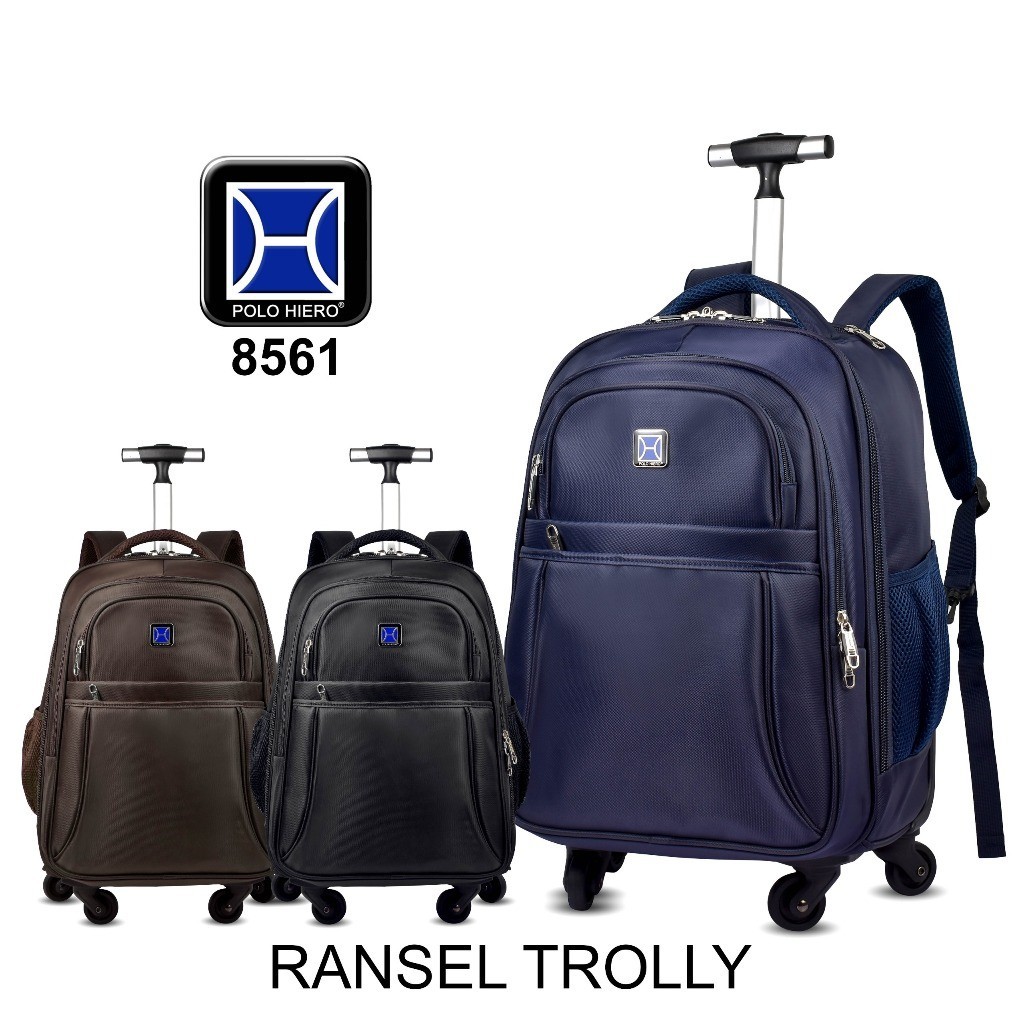 (BagShop) Tas Roda Trolly Polo Hiero 8561 Tas Ransel Backpack Cowok