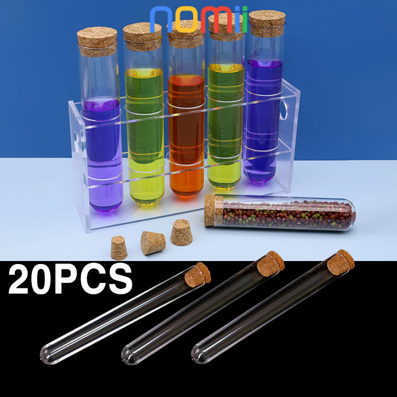 20PCS 12*100 Tabung Reaksi Plastik Tutup Kayu Gabus Test Tube Souvenir