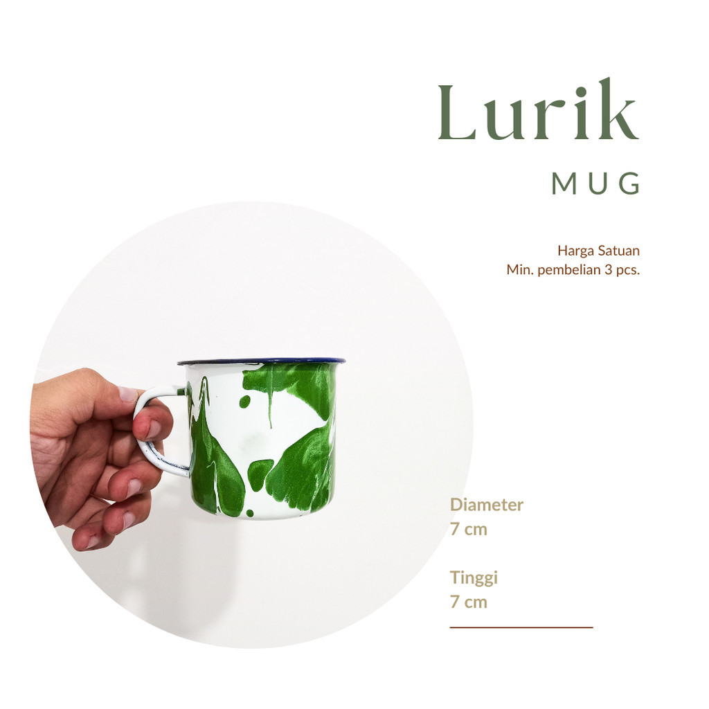 Cangkir seng lurik 7 cm / Cangkir seng jadul / cangkir lurik hijau
