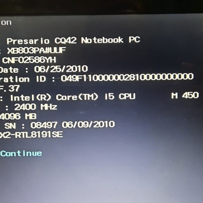 Laptop Notebook HP Compaq Presario CQ42 Core i5 Ram 4GB SSD 128GB