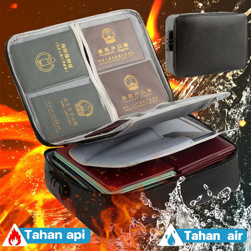 

Tas Penyimpanan Dokumen Tas Multifungsi Travel Bag Portable Menyimpan Dokumen & Paspor Tempat Dokumen Penting Tahan Api & Air