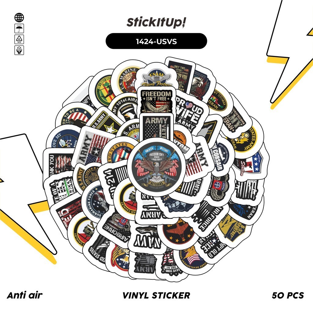 

COD✨ 100 Pcs Stiker Pack US Veteran Lucu Aesthetic Vynil Waterproof untuk Freebies Sticker Buku Journal Casing HP Laptop