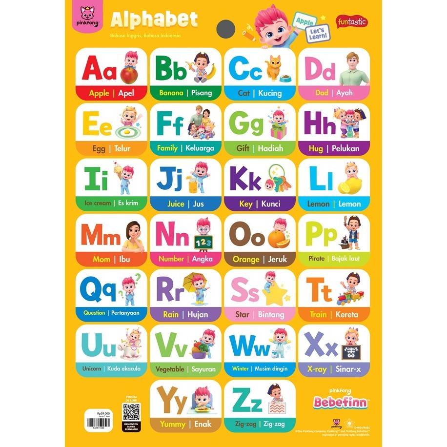 Buku Anak Poster Bebefinn - Alphabet & Huruf Abjad