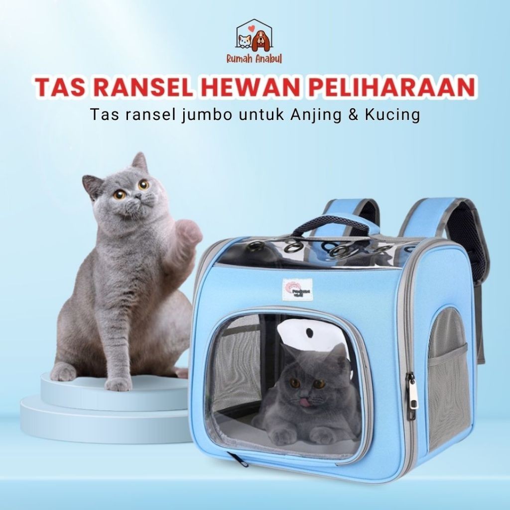 Tas Ransel Hewan Transparan - Travel Bag Anjing Kucing Jumbo - Pet Rucksack Backpack / Anabul Carrie