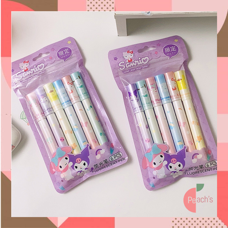 

PEACHs - S6347 Highlighter Pen Warna Pastel / Set Highlighter Warna Warni / 6 PCS Stabilo Motif Karakter