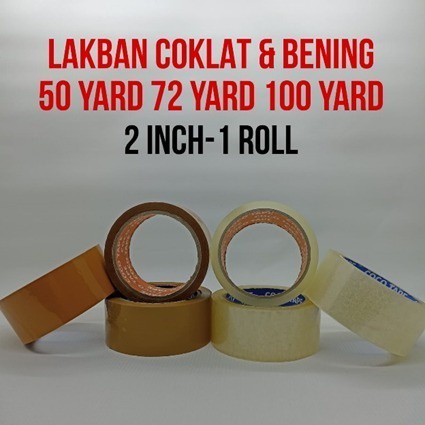 

Lakban 2" 2 Inch in 45mm Bening Coklat Isolasi Solasi 50 90 100 Yard Y