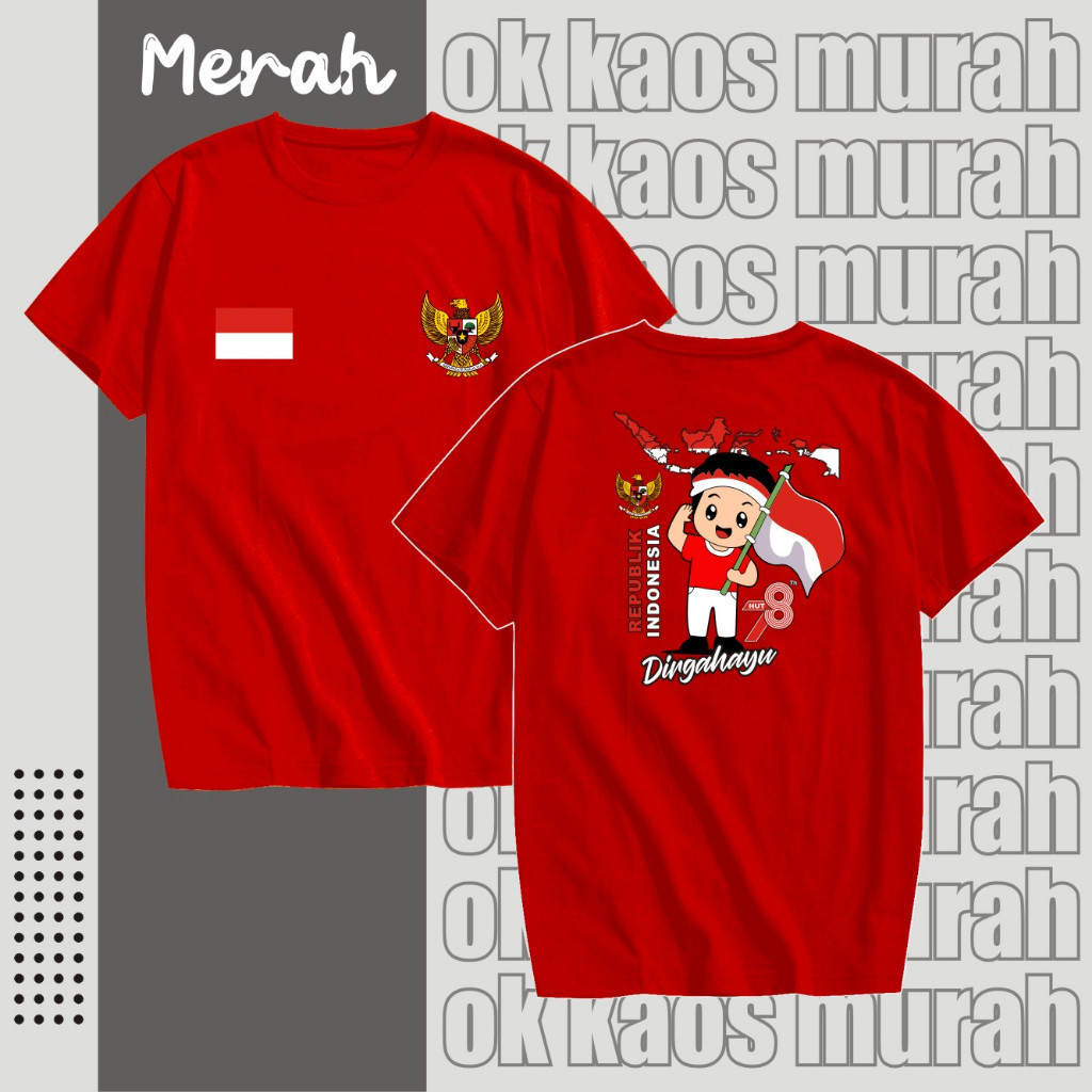 (beli 10 gratis 1 kaos dan 10 stiker bendera dtf) SKM KAOS HUT RI 79 TH , KAOS 17AGUSTUS 2024 KAOS M