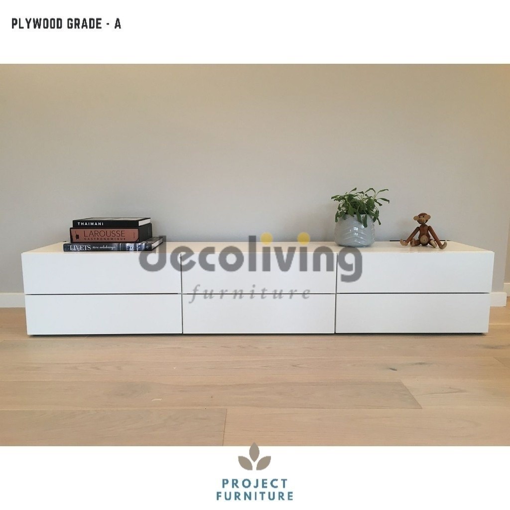 Besta - Meja TV / Rak TV Minimalis Modern 150 Cm Maks TV 60" Putih Kombinasi Natural