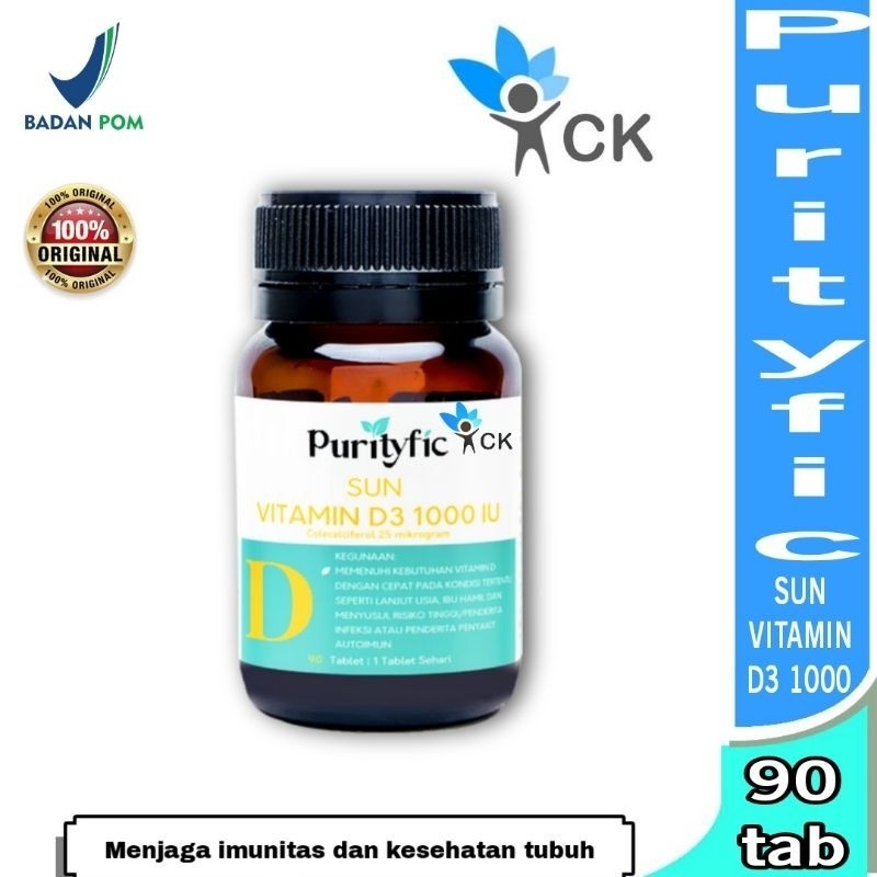 Purityfic - SUN VITAMIN D3 1000IU - botol isi 90 - Vitamin #1 halal Indonesia