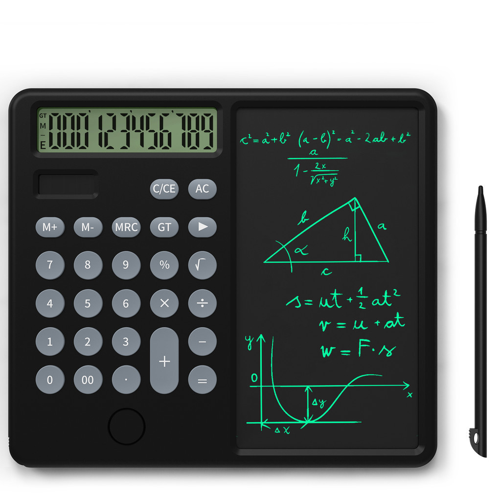 

Electronic Memo Pad Calculator with Calculator 12 Digits Simple Calculator Multi-functional 6.5 Inches Digital Memo Learning