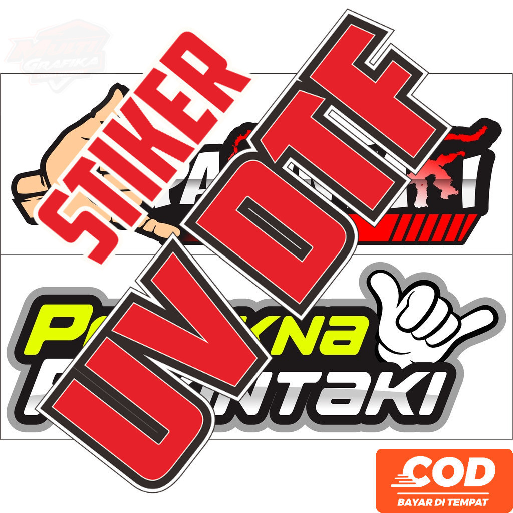 Stiker Logo UV DTF Kata Kata Viral Makassar Pakintaki Tutupi Baret Kendaraan Waterproof Bisa Custom 