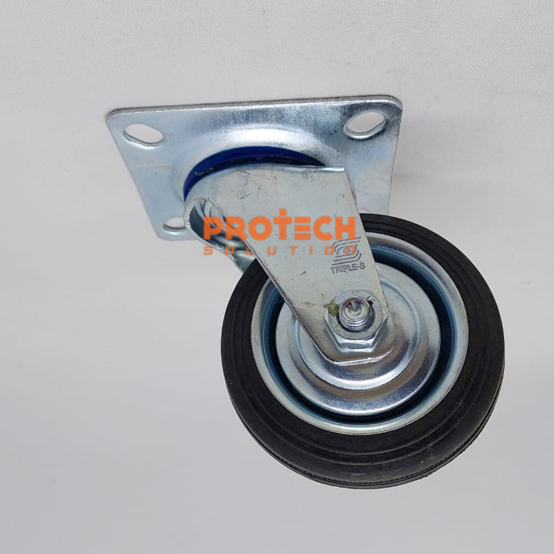 TRIPLE S Roda Karet Hitam Hidup Swivel 3in inch troli kereta gledekan