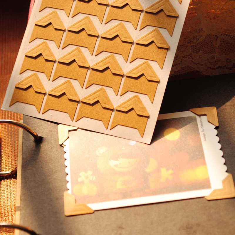 

120 Pcs/Lot 5 Sheets DIY Vintage Corner Kraft Paper Stickers For Photo Album Frame Decoration Scrapbooking Picture Protect Decor