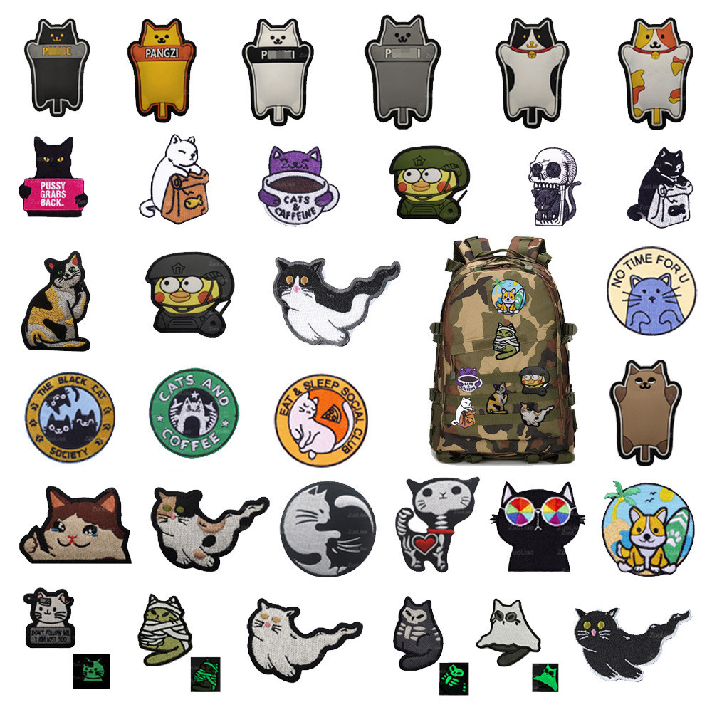 

New Luminous 3D PVC Creative Animal Unique Tactical Cat Shield Morale Cute Armband Backpack Custom Patches for Clothing