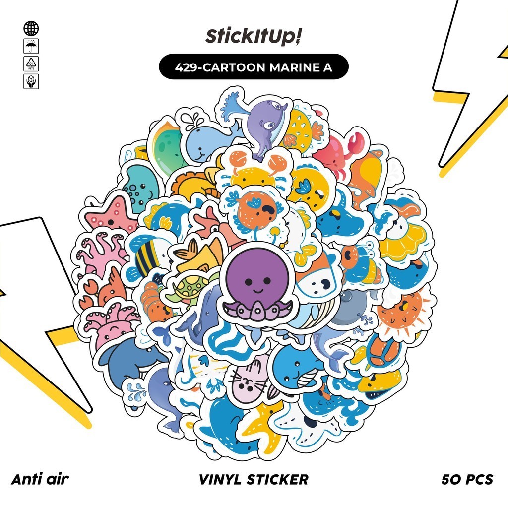 

COD✨ 50 Pcs Stiker Pack Motif Kartun Marine Animal baby Lucu Aesthetic Vynil Waterproof untuk Freebies Sticker Buku Journal Casing HP Laptop