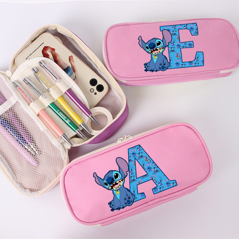 

New Stitch Disney Cute Pencil Cases Cartoon Letter Printed Pencil Bag Boys Girls Kawaii Pencil Pouch School Supplies Kids Gifts