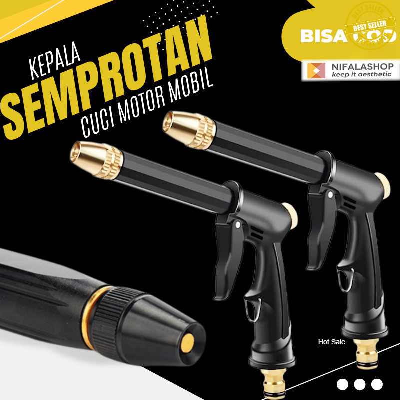 Ujung Semprotan Selang Air Cuci Motor Mobil Semprotan Tanaman Kuningan Hose Nozzle Cuci Mobil Cuci M