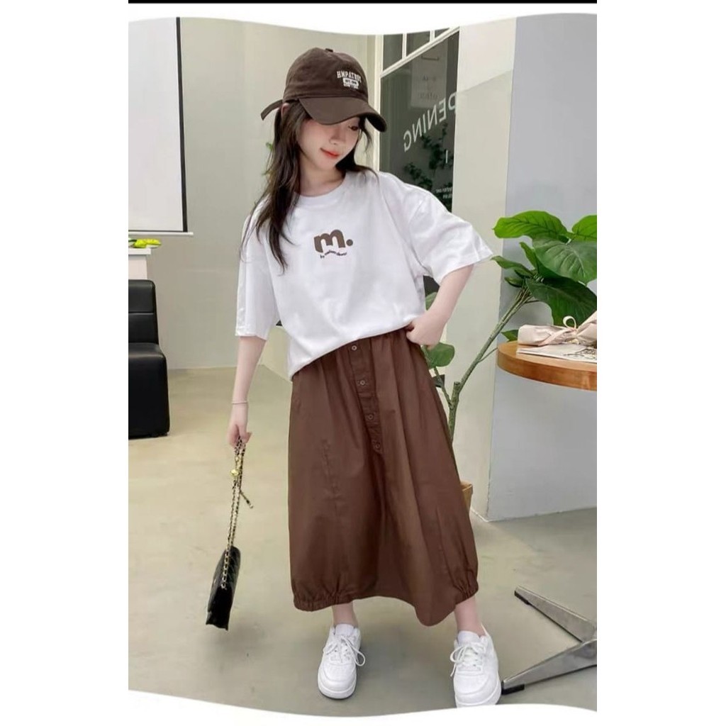 [zs1477] Size 6-10TH Setelan Rok Serut M Setelan  Rok Santai Anak Perempuan Junior Premium