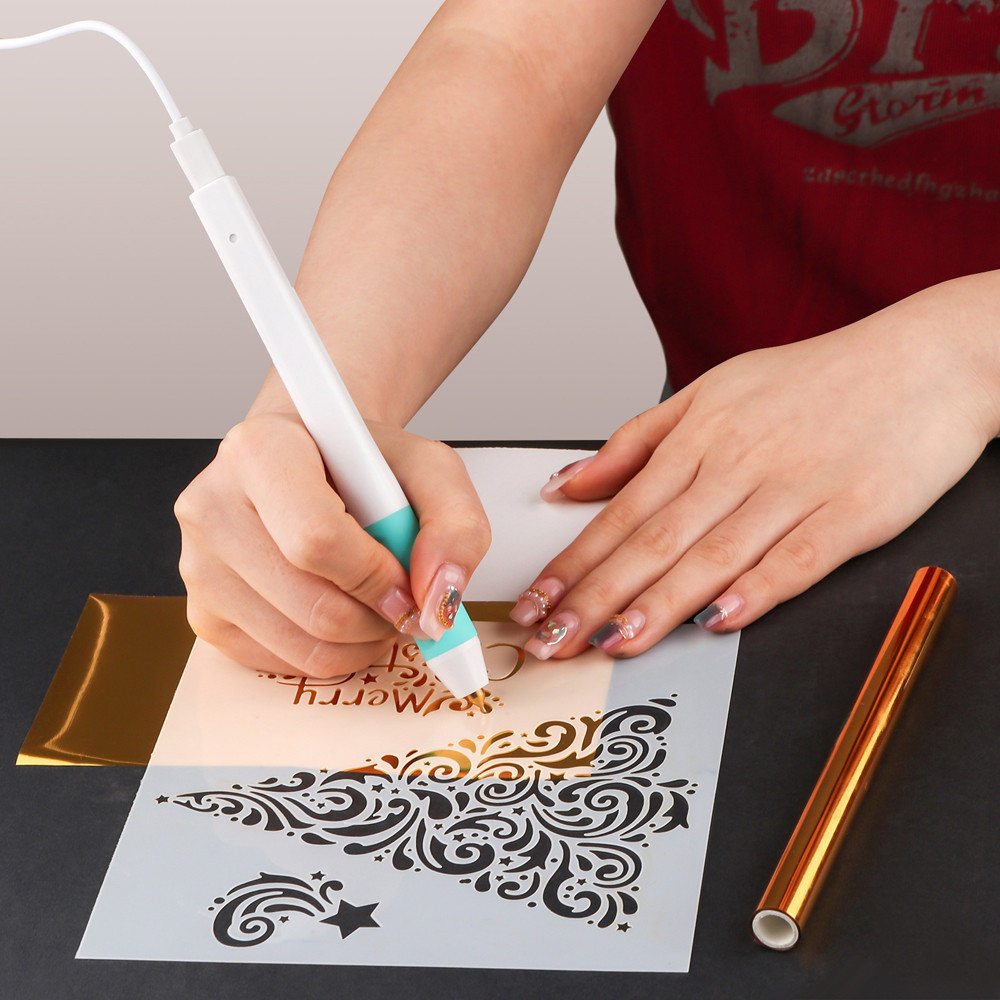 

USB Powered Hot Foil Pen Set 0.8mm Heat Active Pen For Paper Leather Convertible Gold Foil Pens DIY Scrapbook Paper Cards Craft