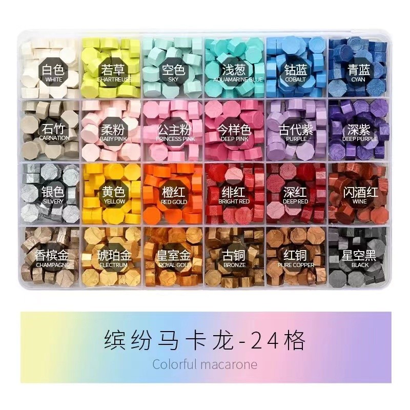 

24tiles 600pc per Box Wax Stamps for Sealing Beads Scrapbook Decoration DIY Craft Stamp Decoration Invitation Card Wax Particles