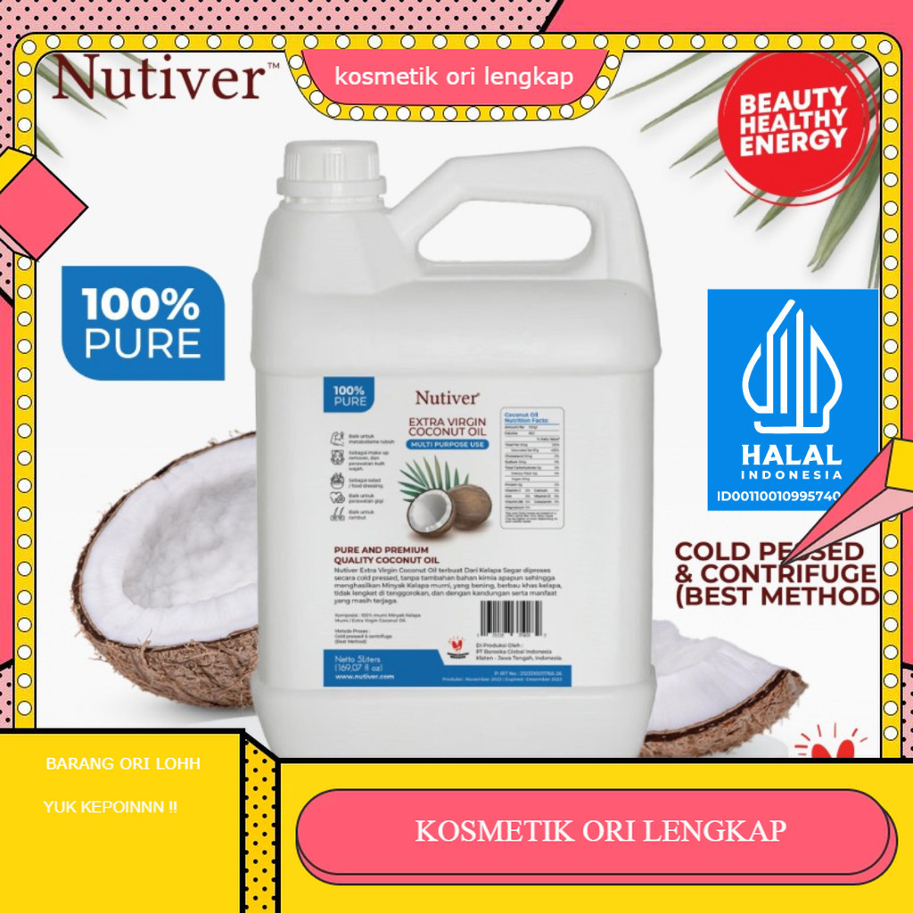 

NUTIVER PREMIUM VCO Virgin Coconut OIL 5 Liter - EVCO EXTRA VIRGIN COCONUT OIL MINYAK KELAPA MURNI ASLI ORIGINAL - MINYAK | KOL