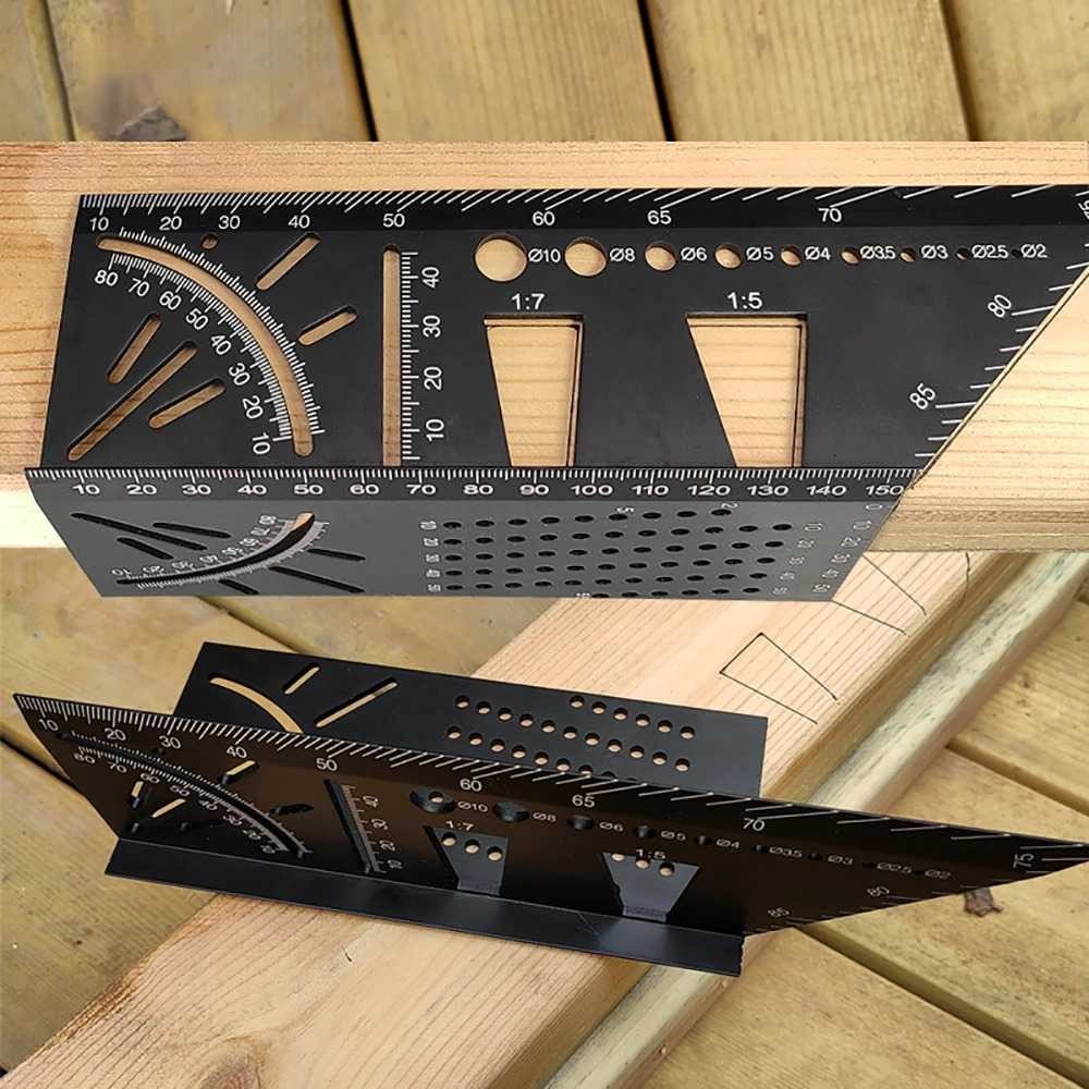 

‼️COD‼️ ARSYKSTRABEDOE Penggaris Angle Ruler Mark Line 3D Measuring Tool Aluminium - M142 ‼️COD‼️