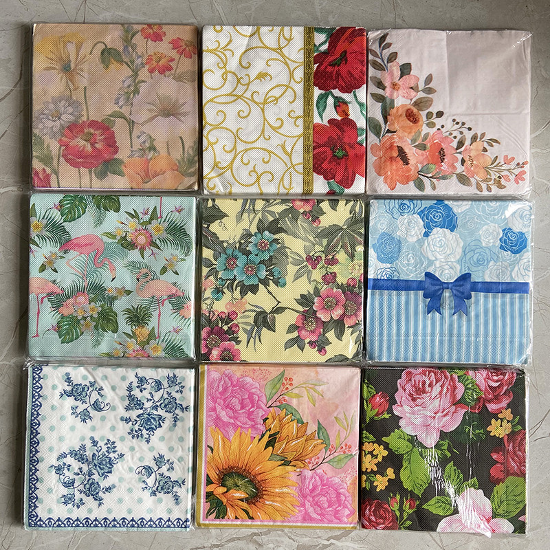 

20Pcs Pure Wood Pulp Single Side Printing Napkin Party Supplies Color Printing Napkins Soft and Colorful