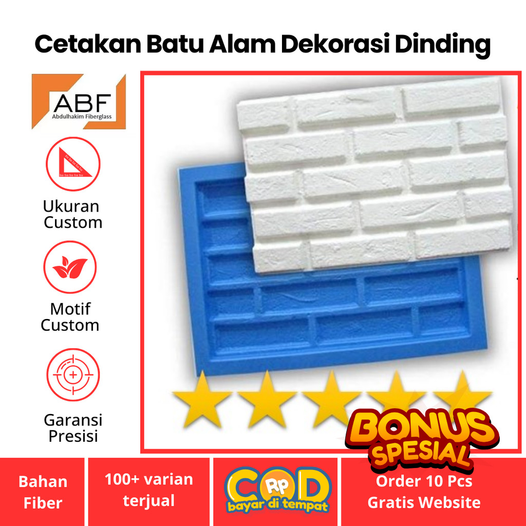 cetakan batu bata tempel / wall moulding / moulding wallpaper / cetakan batu alam dinding bahan fibe